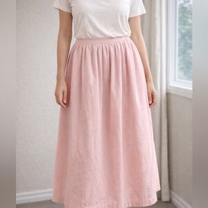 Vintage Lands End 100%Cotton  Pink Women's Maxi Skirt